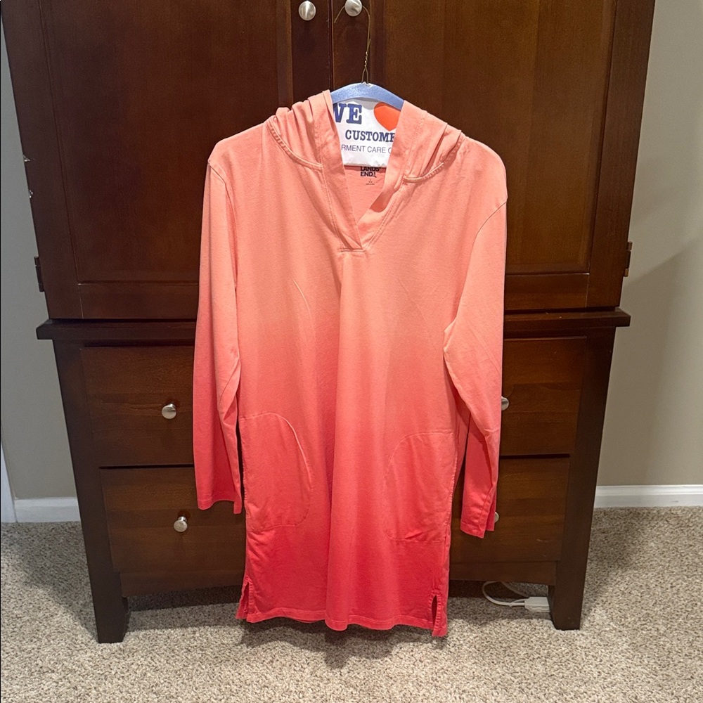 Lands End Ladies Cover-up Ombre Hoodie - Orange
